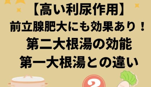 【第二大根湯の効能】高い利尿作用！前立腺肥大や膀胱炎にも効果あり！